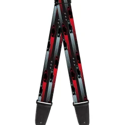 Guitar Strap - Cars 3 Cars Stripes Stars Grays Blues Reds