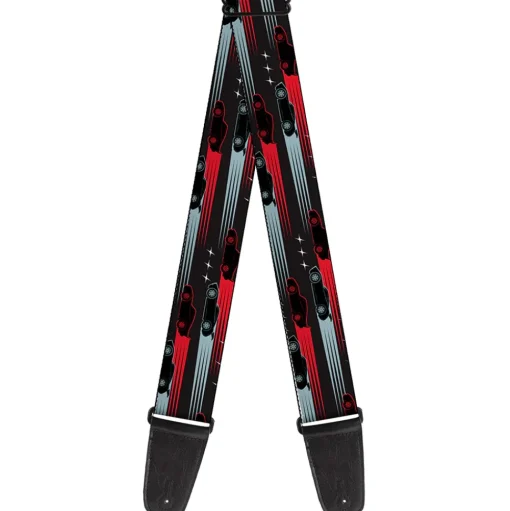 Guitar Strap - Cars 3 Cars Stripes Stars Grays Blues Reds