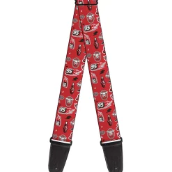 Guitar Strap - Cars 3 Icons Scattered Red Black White