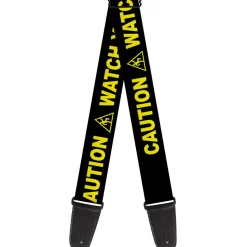 Guitar Strap - CAUTION WATCH YOUR DUBSTEP Black Yellow