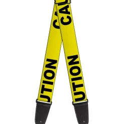 Guitar Strap - CAUTION Yellow Black