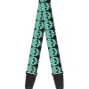 Guitar Strap - Checker & Stripe Skulls Black White Green