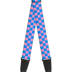 Guitar Strap - Checker Baby Pink Baby Blue
