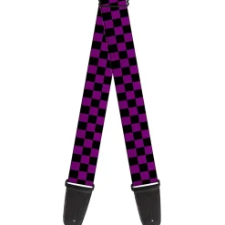 Guitar Strap - Checker Black Purple