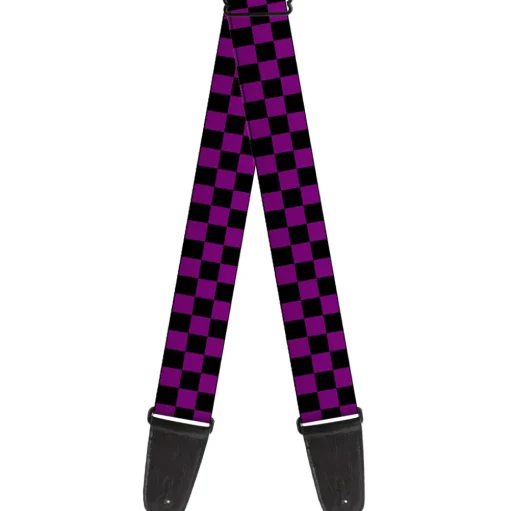 Guitar Strap - Checker Black Purple