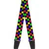 Guitar Strap - Checker Black Multi Neon