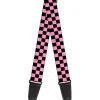 Guitar Strap - Checker Black Baby Pink