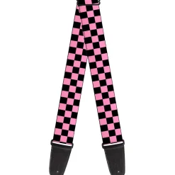 Guitar Strap - Checker Black Baby Pink