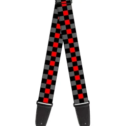 Guitar Strap - Checker Black Gray 1 Red