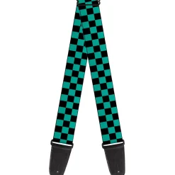Guitar Strap - Checker Black Teal