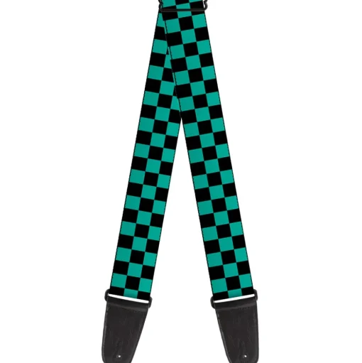 Guitar Strap - Checker Black Teal