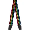 Guitar Strap - Checker Black Neon Rainbow