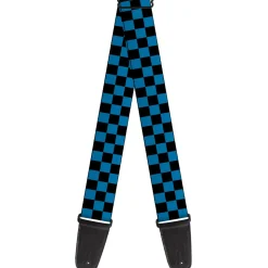 Guitar Strap - Checker Black Turquoise