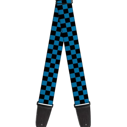 Guitar Strap - Checker Black Turquoise