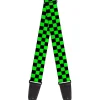 Guitar Strap - Checker Black Neon Green