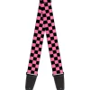 Guitar Strap - Checker Black Pink