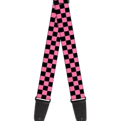 Guitar Strap - Checker Black Pink