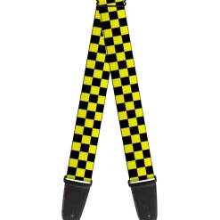 Guitar Strap - Checker Black Neon Yellow
