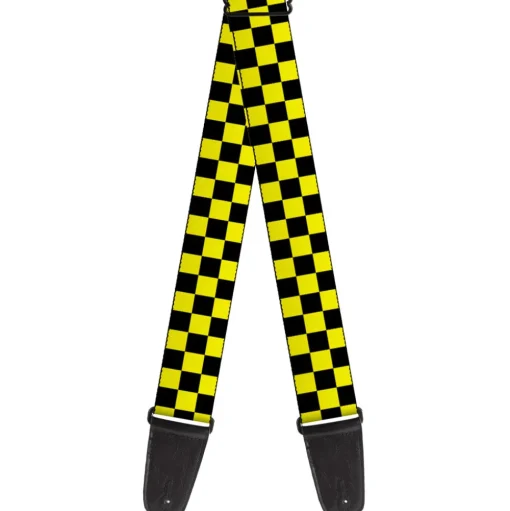 Guitar Strap - Checker Black Neon Yellow