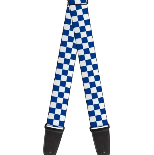 Guitar Strap - Checker BlueKU White