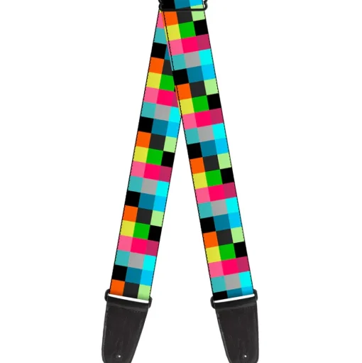 Guitar Strap - Checker Bright Pastel