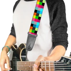 Guitar Strap - Checker Bright Pastel