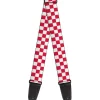 Guitar Strap - Checker Crimson White
