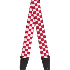 Guitar Strap - Checker Crimson White