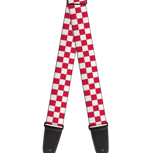 Guitar Strap - Checker Crimson White