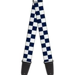 Guitar Strap - Checker Midnight Blue White