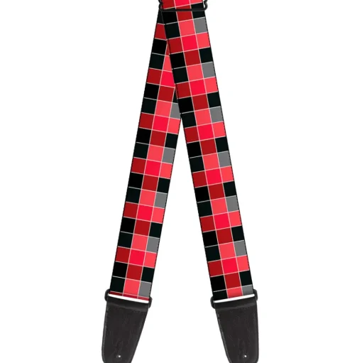 Guitar Strap - Checker Mosaic Red