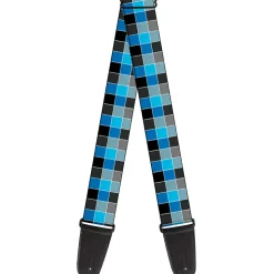 Guitar Strap - Checker Mosaic Blue