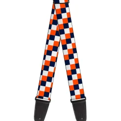 Guitar Strap - Checker Navy Orange White