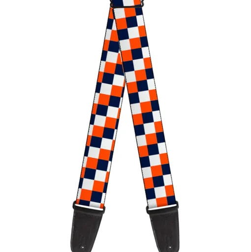 Guitar Strap - Checker Navy Orange White