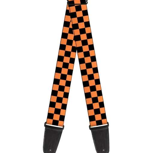 Guitar Strap - Checker Orange Blue