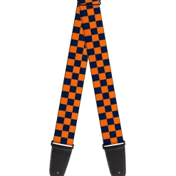 Guitar Strap - Checker Orange Dark Blue