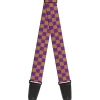 Guitar Strap - Checker Purple Gold