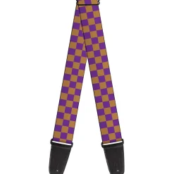 Guitar Strap - Checker Purple Gold