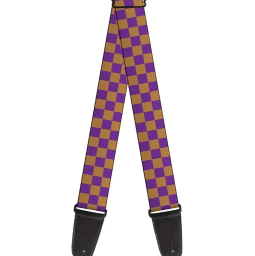 Guitar Strap - Checker Purple Gold