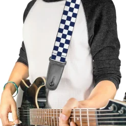 Guitar Strap - Checker Sapphire Blue White