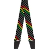 Guitar Strap - Checker Stripe Black Gray Rasta