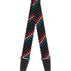 Guitar Strap - Checker Stripe Black Gray Blue Gold Pink