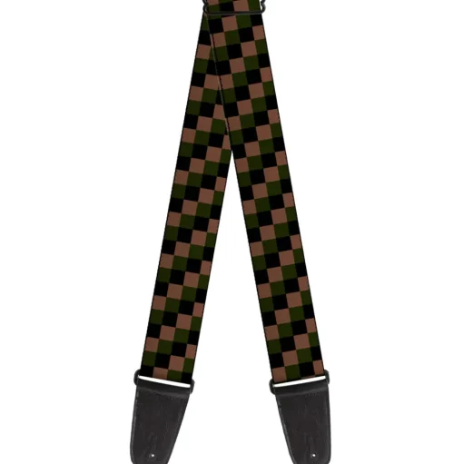 Guitar Strap - Checker Trio Tan Black Olive