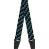 Guitar Strap - Checker Trio Green Black Blue