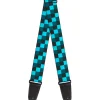 Guitar Strap - Checker Trio Baby Blue Black Turquoise