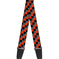 Guitar Strap - Checker Trio Gray Black Red