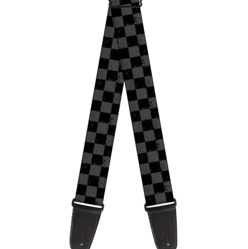 Guitar Strap - Checker Weathered2 Black Gray