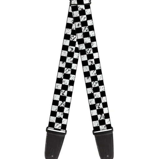 Guitar Strap - Checker Weathered2 Black White
