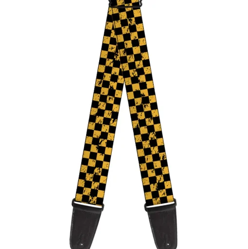 Guitar Strap - Checker Weathered Black Yellow