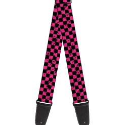 Guitar Strap - Checker Weathered Black Neon Pink